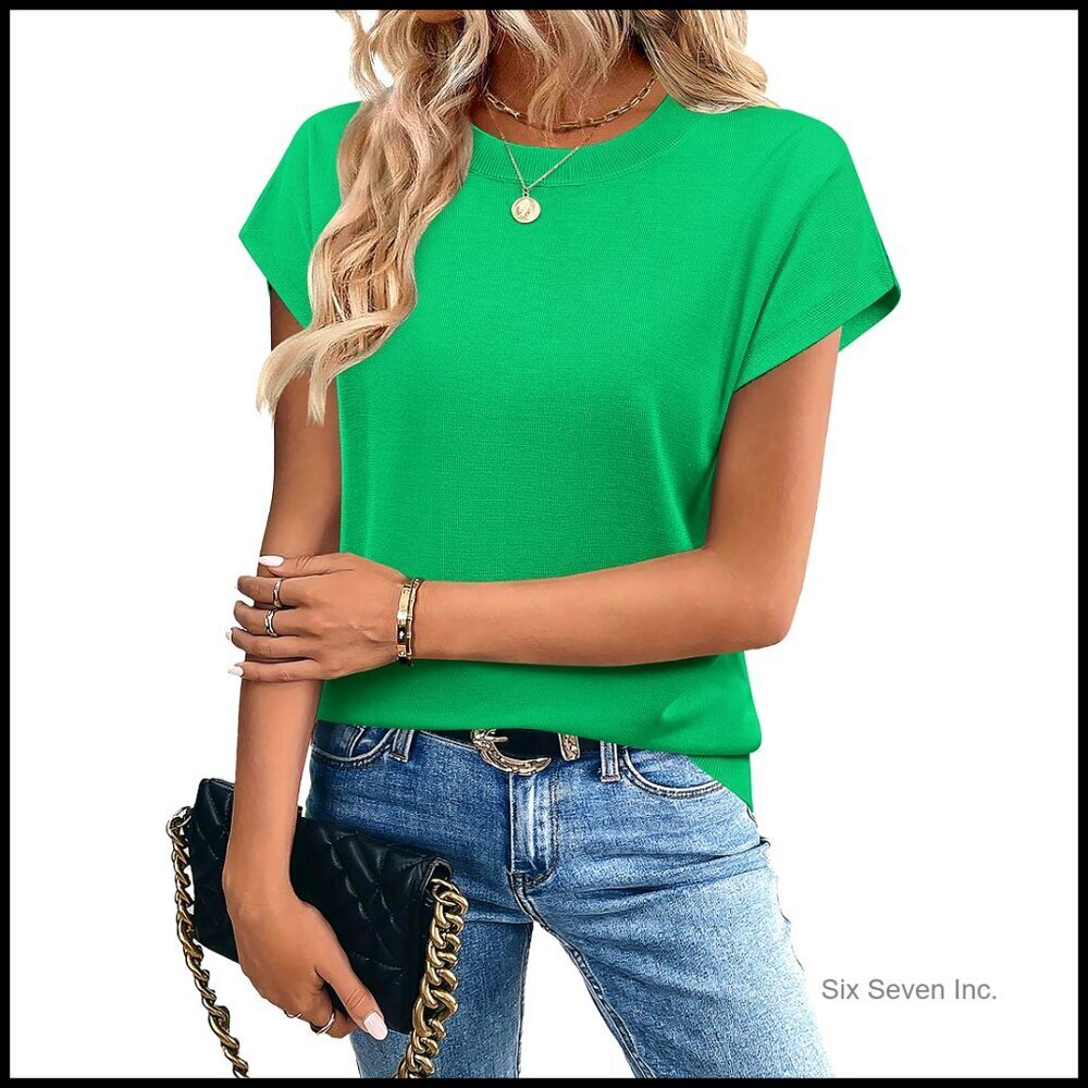 Viscose Cap Sleeve Pullover Sweater Lightweight Breathable Business Casual